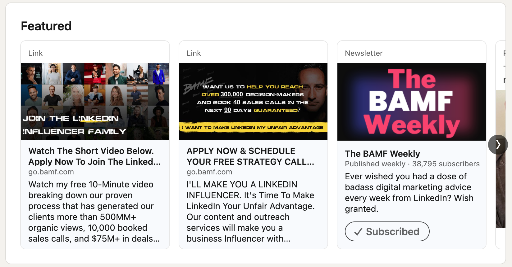 pinned featured post for lead generation