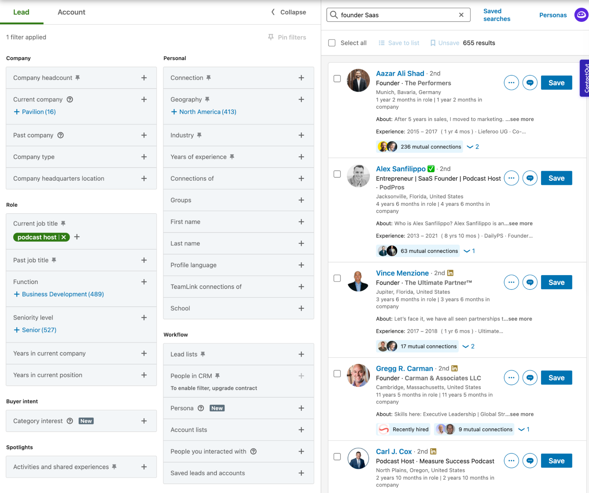 linkedin sales navigator search