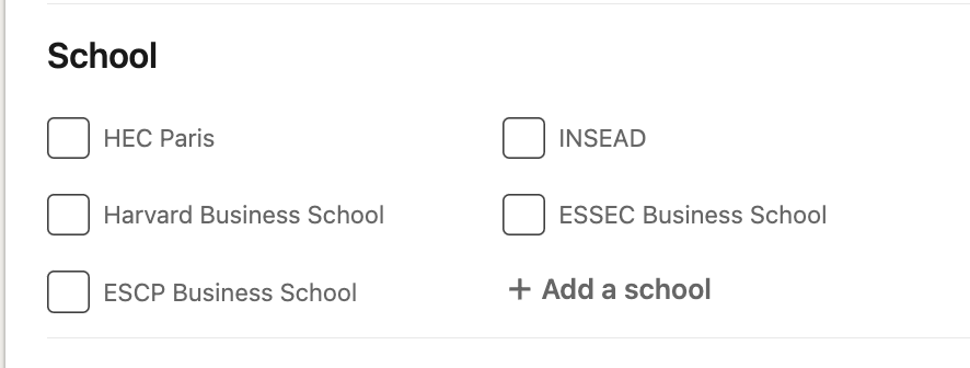 school linkedin filter