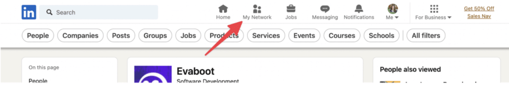 where to find my network icon on linkedin