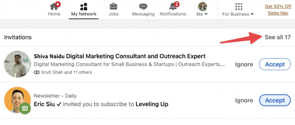where to check all your connection invitations on linkedin