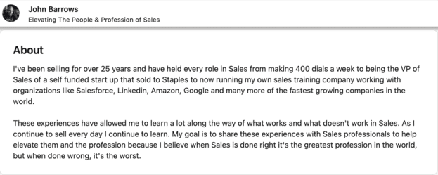 linkedin summary example short and sweet