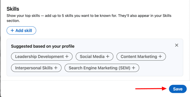 skill section on linkedin profile
