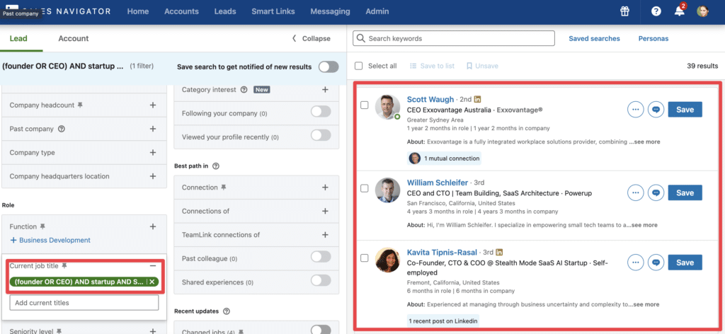 recherche booléenne sur linkedin sales navigator