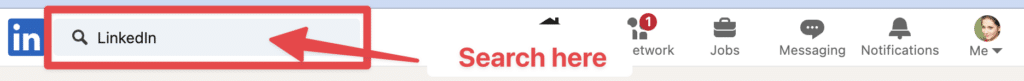 search for a company name on linkedin