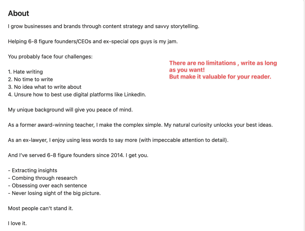 linkedin summary character limit