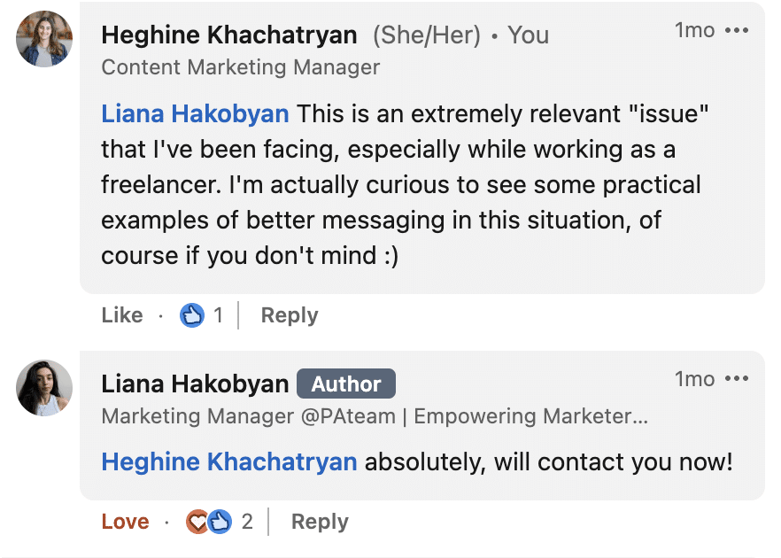 linkedin comments are potential leads example 