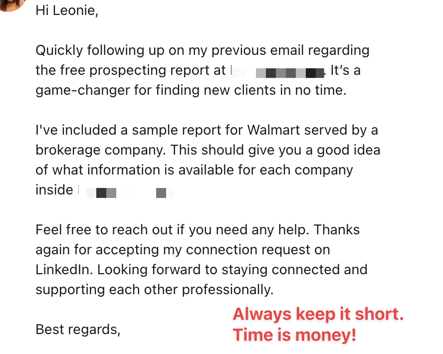 keep your linkedin follow up messages short, to the point, do not exceed three paragraphs