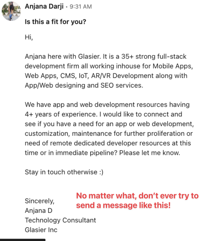 always personalize your linkedin outreach messages