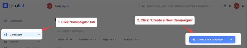 how to create a new campaign on lemlist