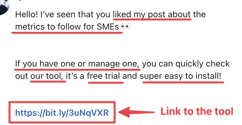 hyper-personalized linkedin message example 