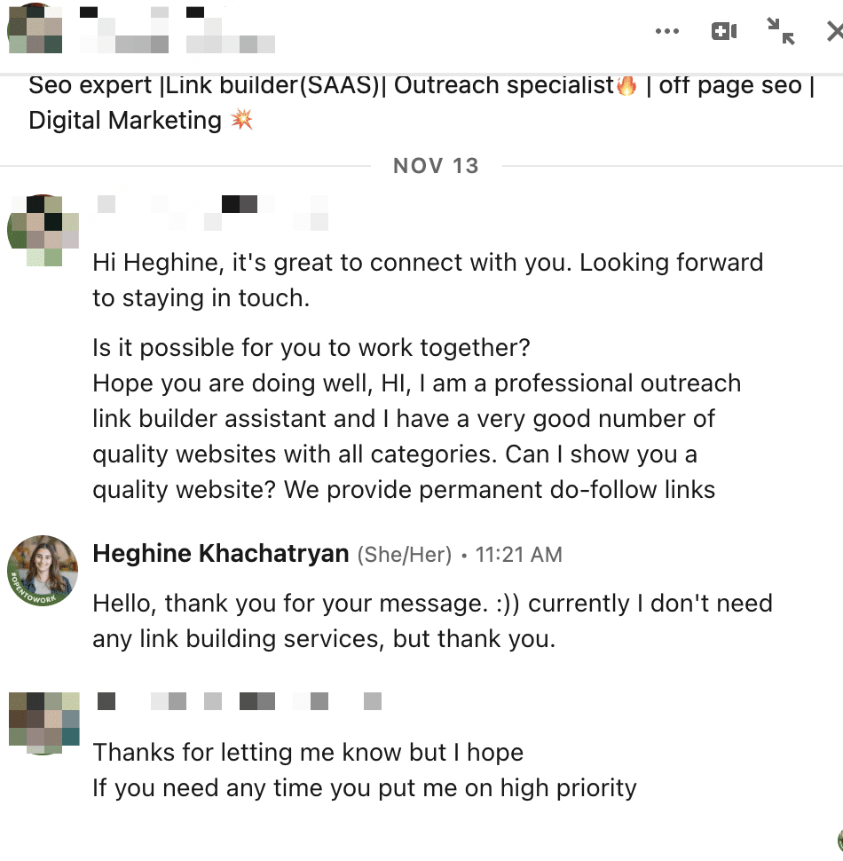 example of how to respond to a unwanted linkedin connection invitation