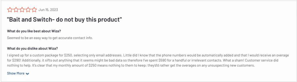 wiza customer complaint