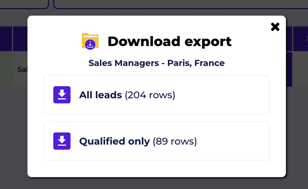export lead list from sales navigator with evaboot extension
