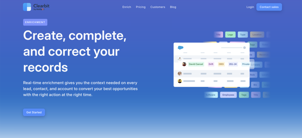 use clearbit to enrich your data