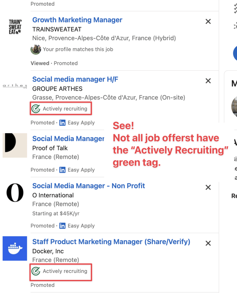 how to get actively recruiting tag on linkedin