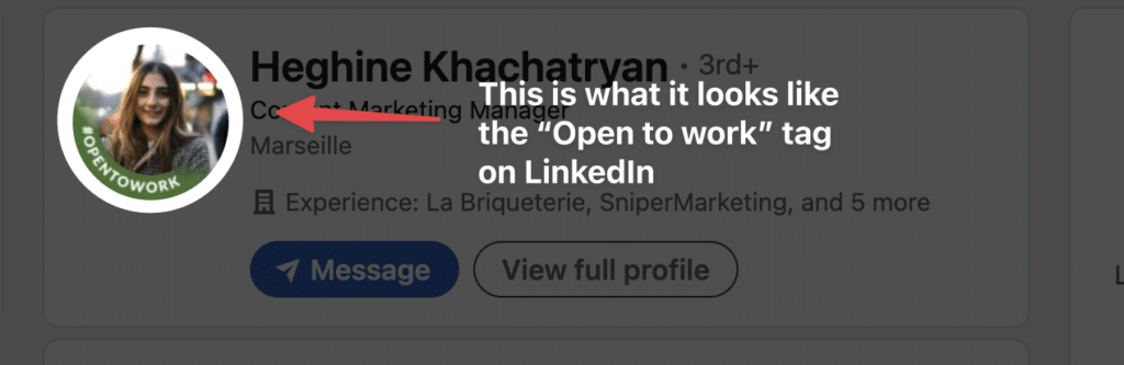open to work tag linkedin