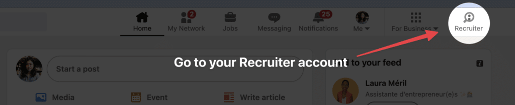 how to enter linkedin recruiter account