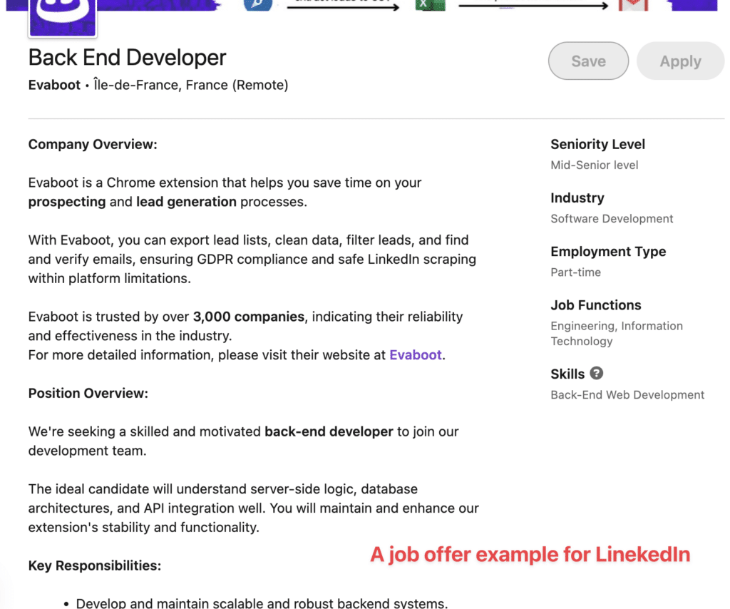 linkedin job offer example
