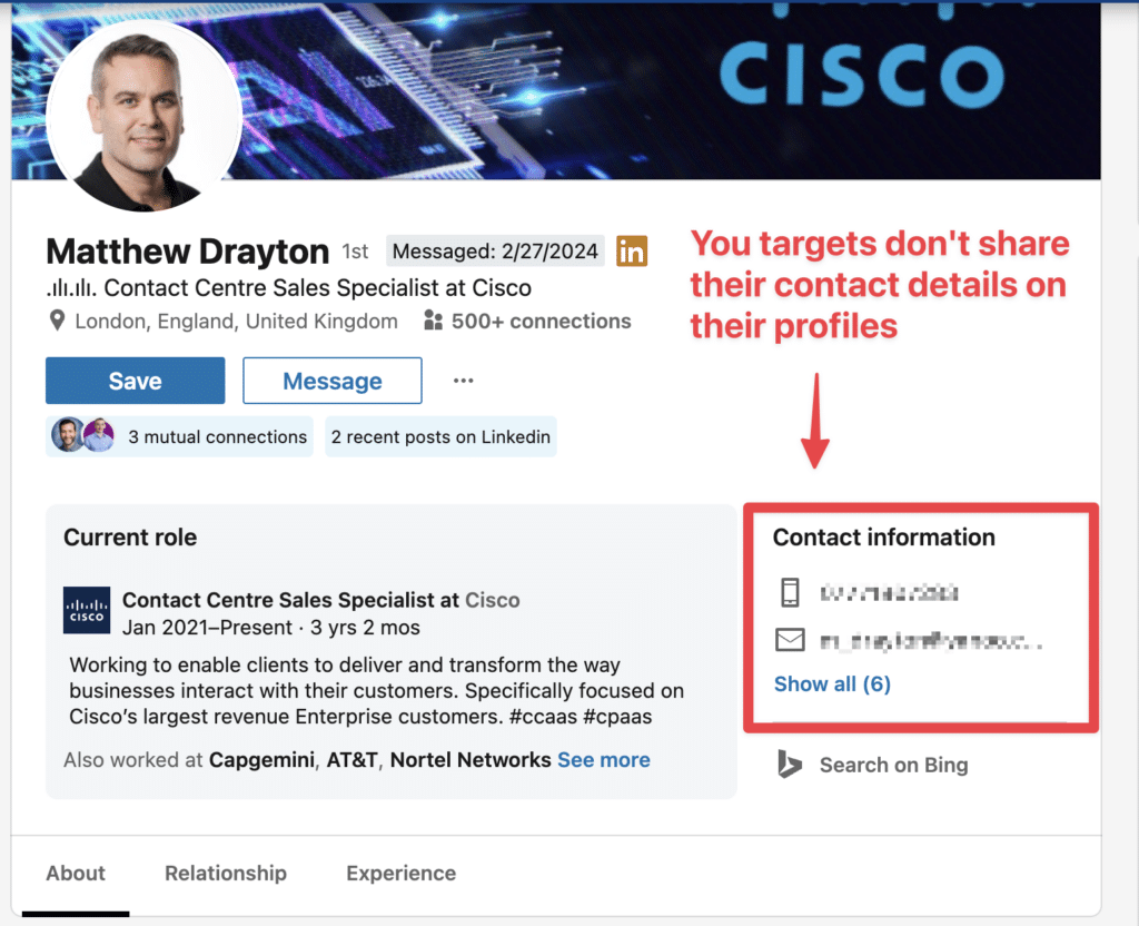 empty contact info linkedin sales navigator