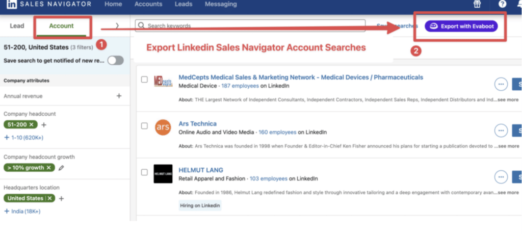 export linkedin account search