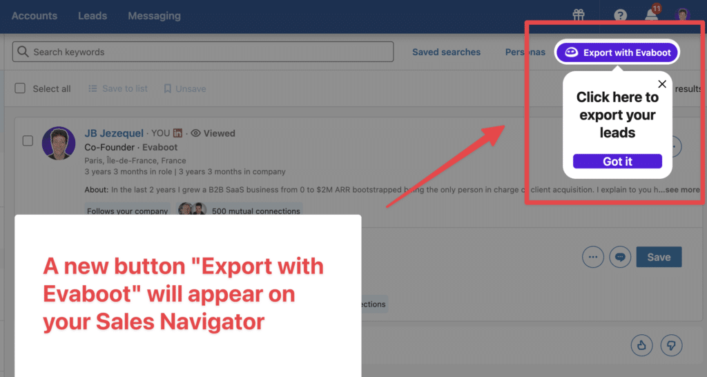 export list of linkedin group members from sales navigator