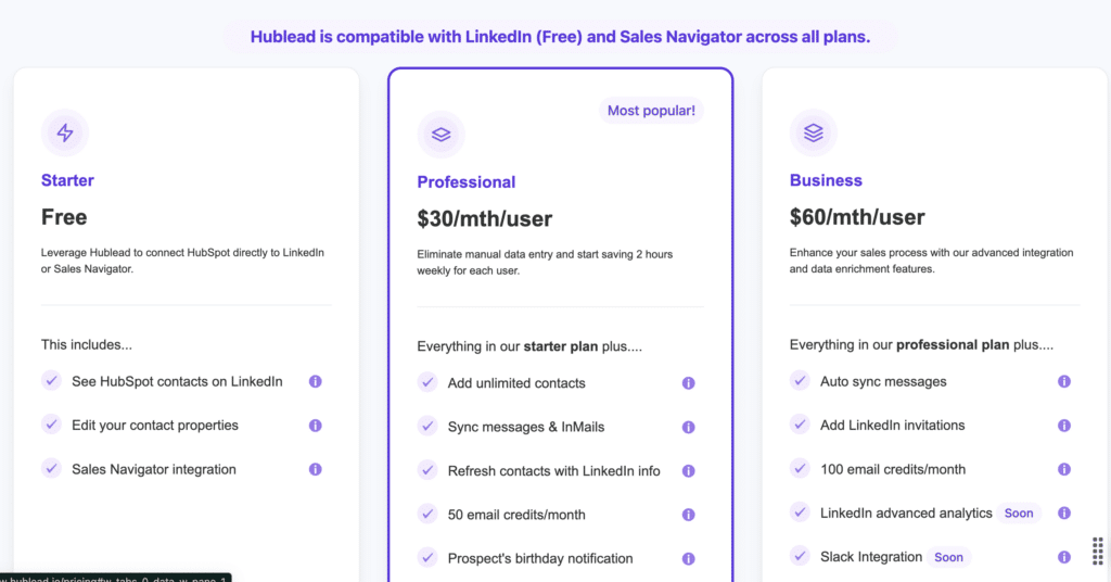 hublead pricing