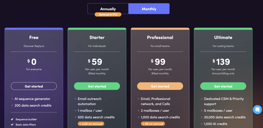 reply io pricing