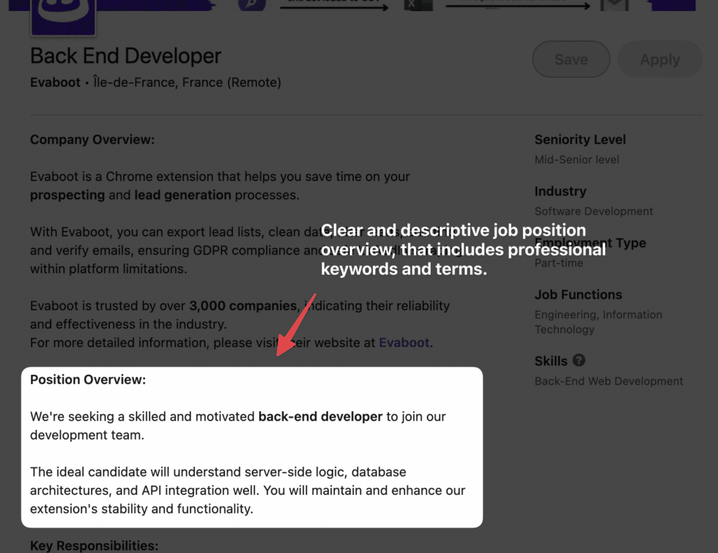 job position overview description