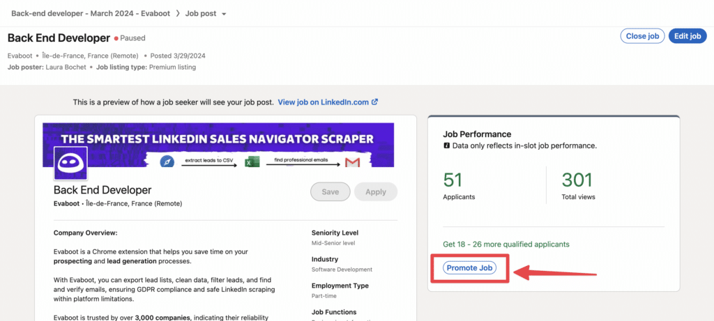 promote job post on linkedin recruiter