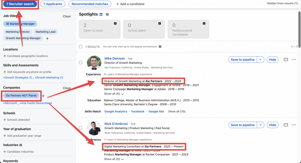 exclude company name from linkedin recruiter