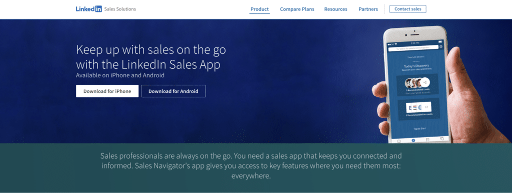 linkedin sales navigator mobile application for andriod and ios