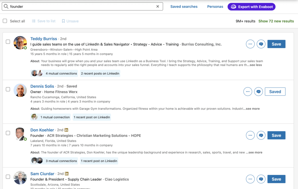 linkedin sales navigator data example