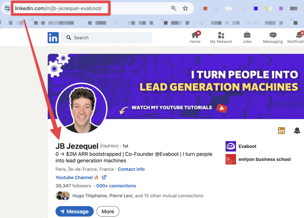linkedin url example for company founders