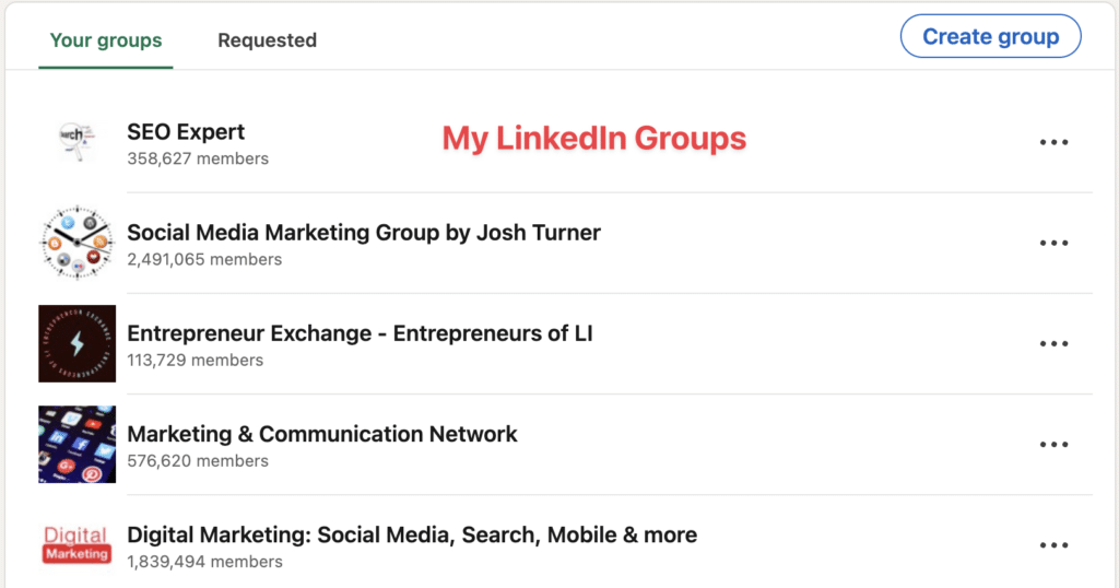 my linkedin groups that i follow