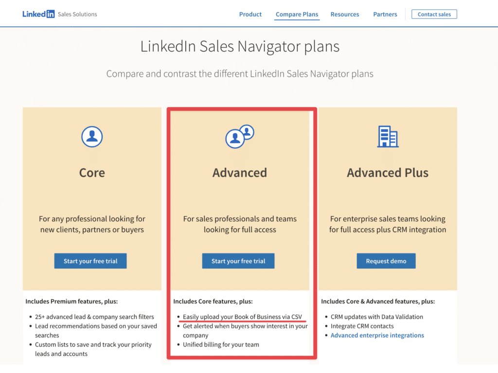 use linkedin sales navigator advanced to upload csv files