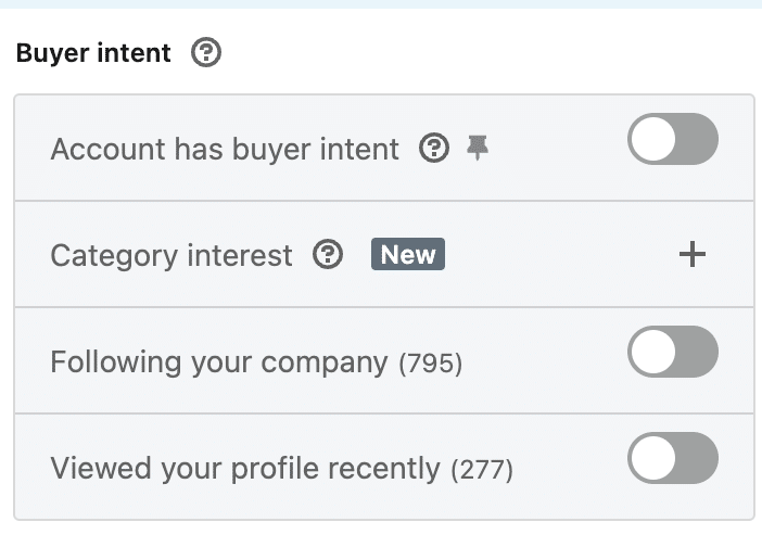 buyer intent filters on sales navigator