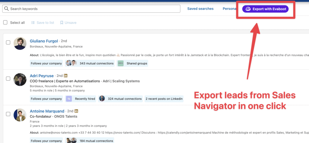 export open profiles from sales navigator