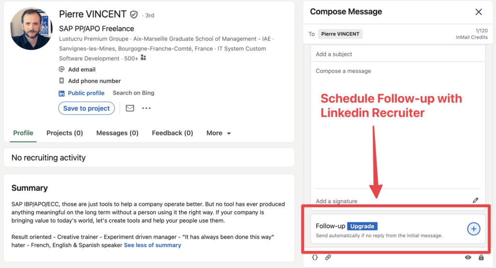 linkedin recruiter follow up