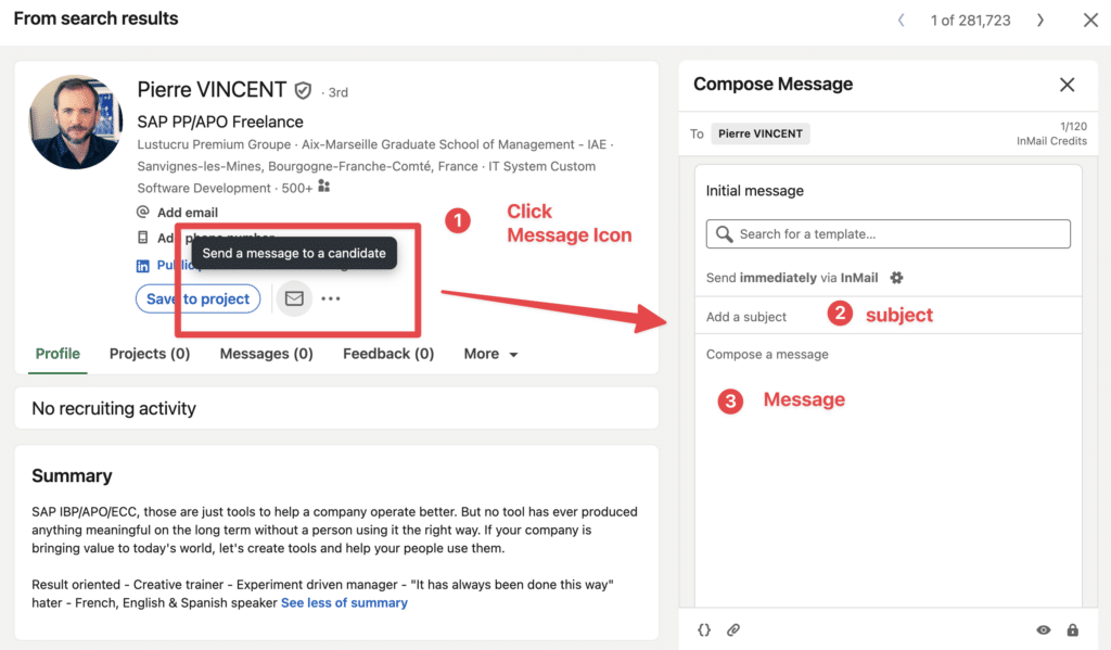 send inmail linkedin recruiter