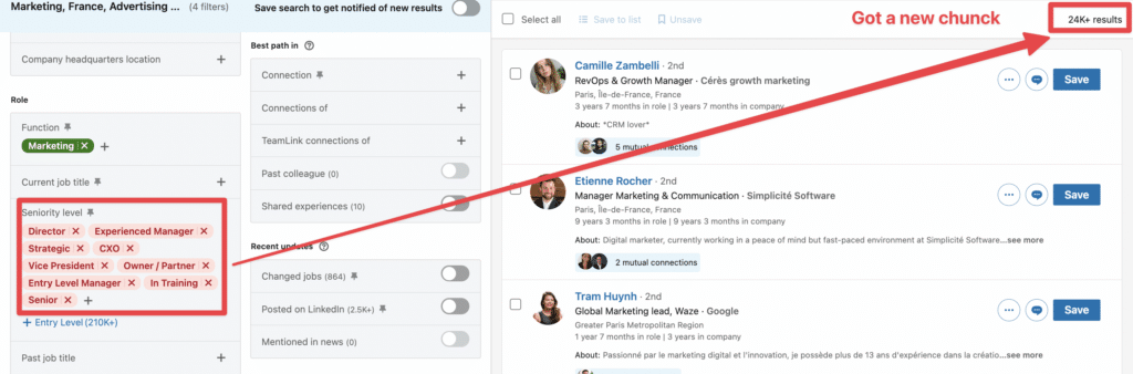 exclusion filter on sales navigator