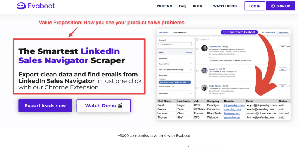 share your product value proposition 