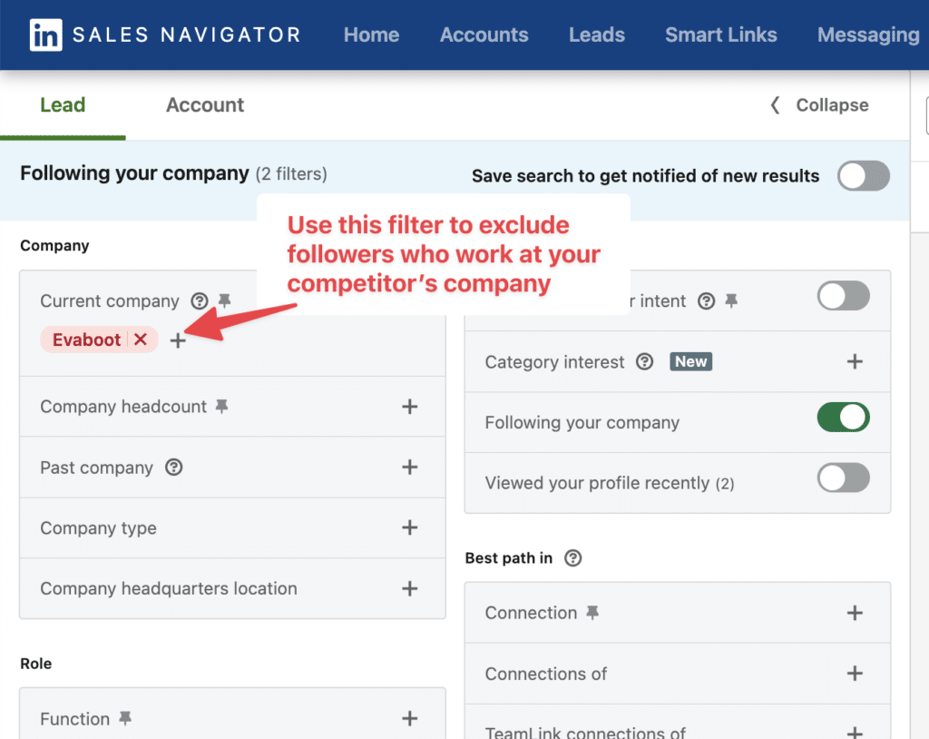 exlude employee from company page followers to steal competitors' audience on linkedin