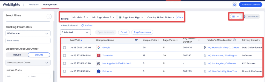 zoominfo websight management 