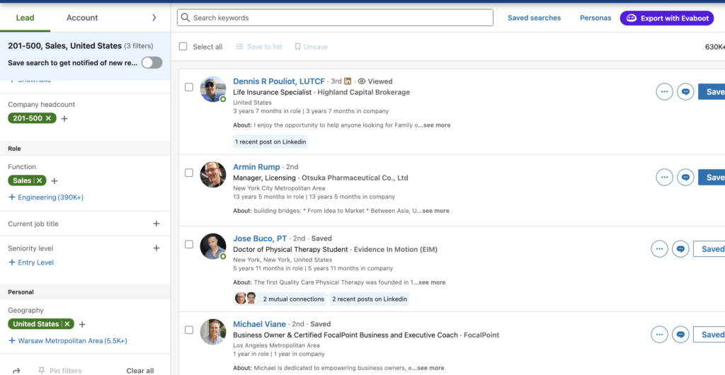 linkedin sales navigator search filters