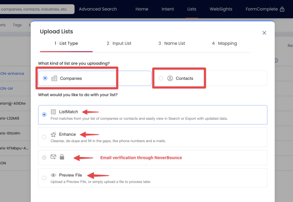 upload contact and company data into zoominfo