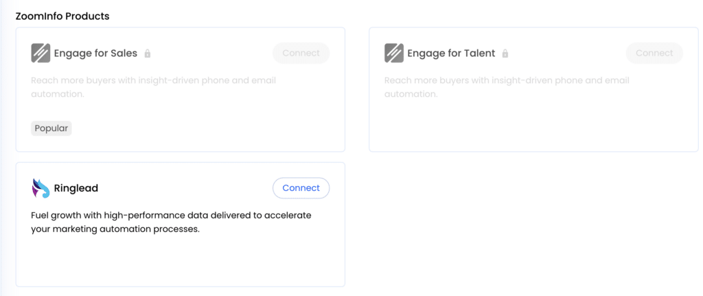 zoominfo products integrations
