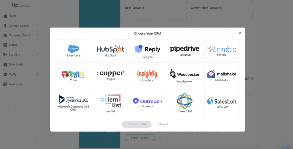 uplead crm integrations