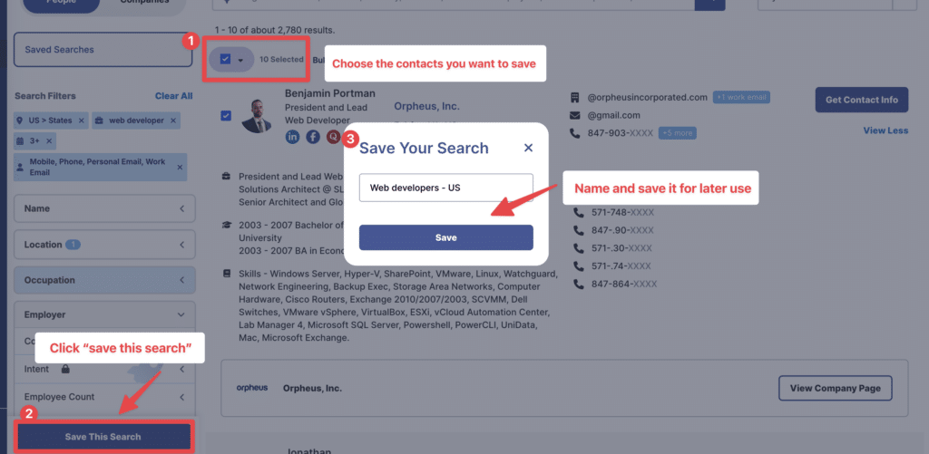 save lead lists on rocketreach