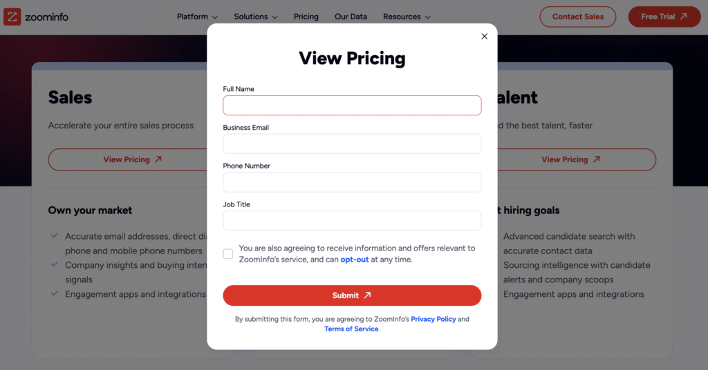 zoominfo pricing details